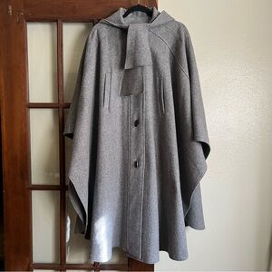 Grey Wool Hooded Cape Coat (OS)